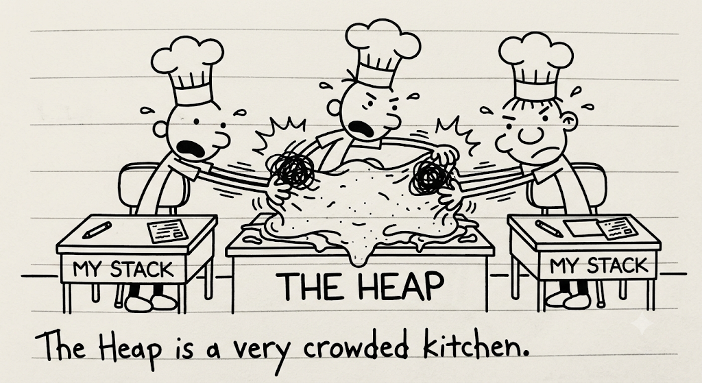 Fig-1: Thread stack vs shared heap memory